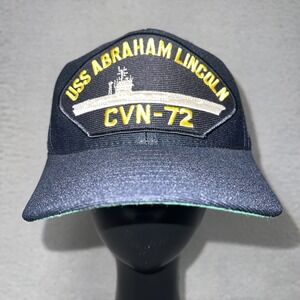 Eagle Crest USS Abraham Lincoln CVN-72 Hat Blue Snapback Fishnet Cap Made in USA